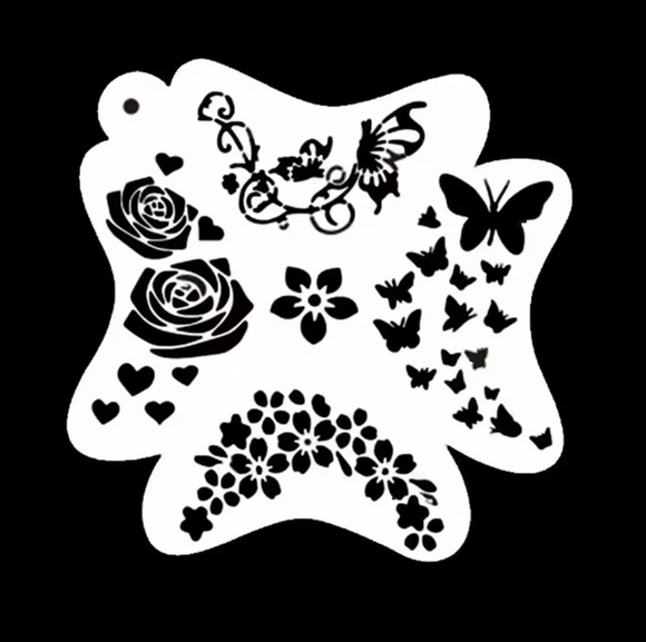 AB face painting stencil- Flower crown, roses and Butterflies