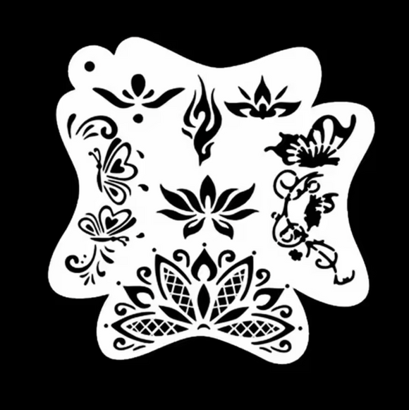 AB face painting stencil- Boho crown, centrepieces and Butterflies