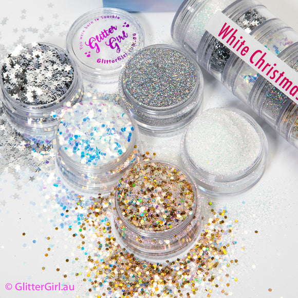 Glitter Girl Biodegradable Eco Glitter Stack- White Christmas Collection NEW!