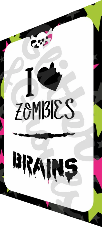 Glitter and Ghouls Face Painting Stencil-  I love brains