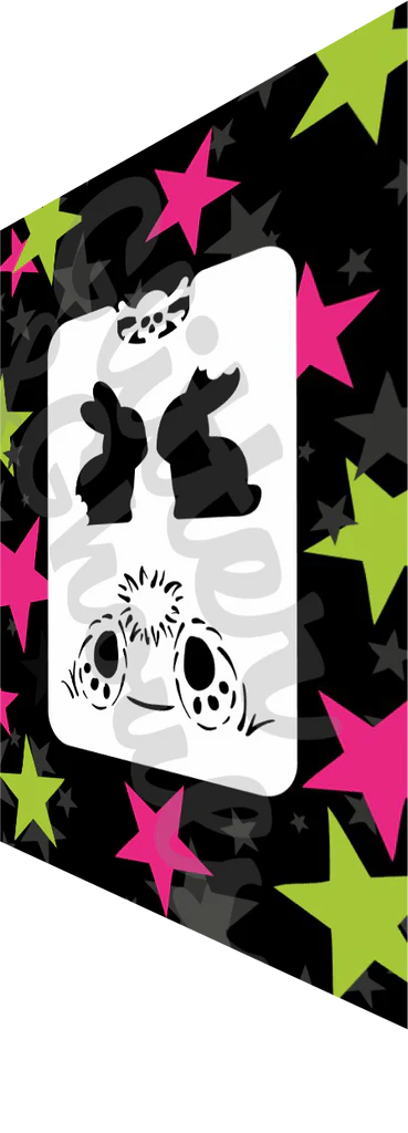 Glitter and Ghouls Face Painting Stencil- Easter funny bunnies