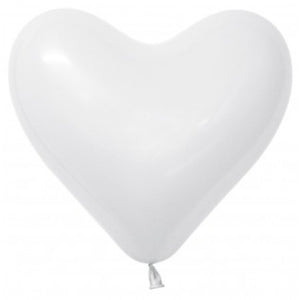 Sempertex 28cm Latex Hearts White- pack of 12