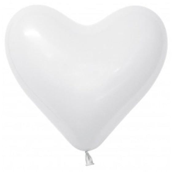 Sempertex 28cm Latex Hearts White- pack of 12