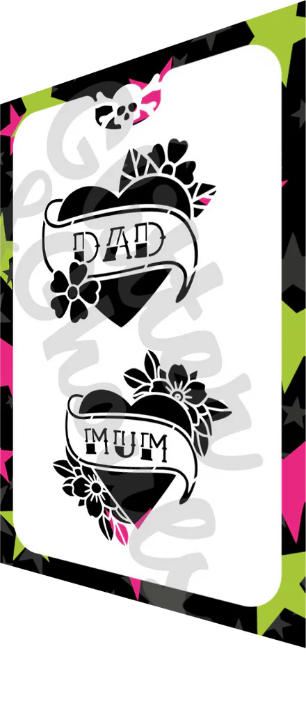 Glitter and Ghouls Face Painting Stencil- I love mum and dad
