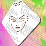 Glitter and Ghouls Face Painting Stencil- Anime Face