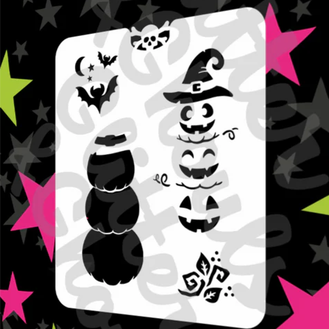 Glitter and Ghouls Face Painting Stencil 635-Pumpkin Stack