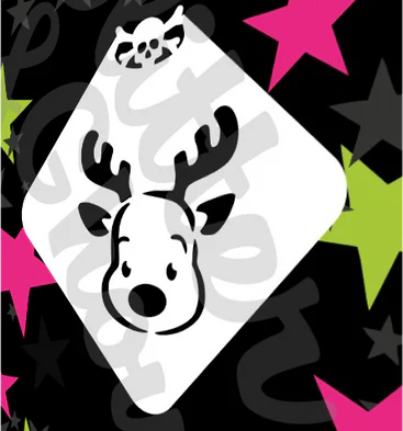 Glitter and Ghouls Face Painting Stencil-738- Rudolph