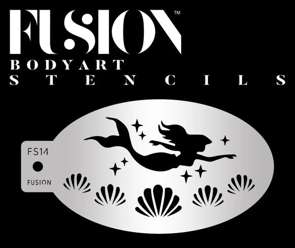 Fusion Body Art  Face Painting Stencil- Swimming Mermaid FS14
