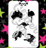 Glitter and Ghouls Face Painting Stencil- 116- Aussie animals 3