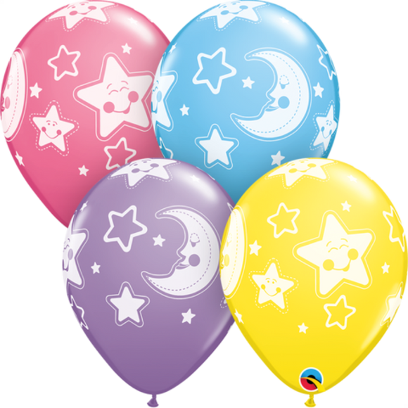 Qualatex 30cm Moon and Stars Round Balloons pack of 25. Perfect for wands!
