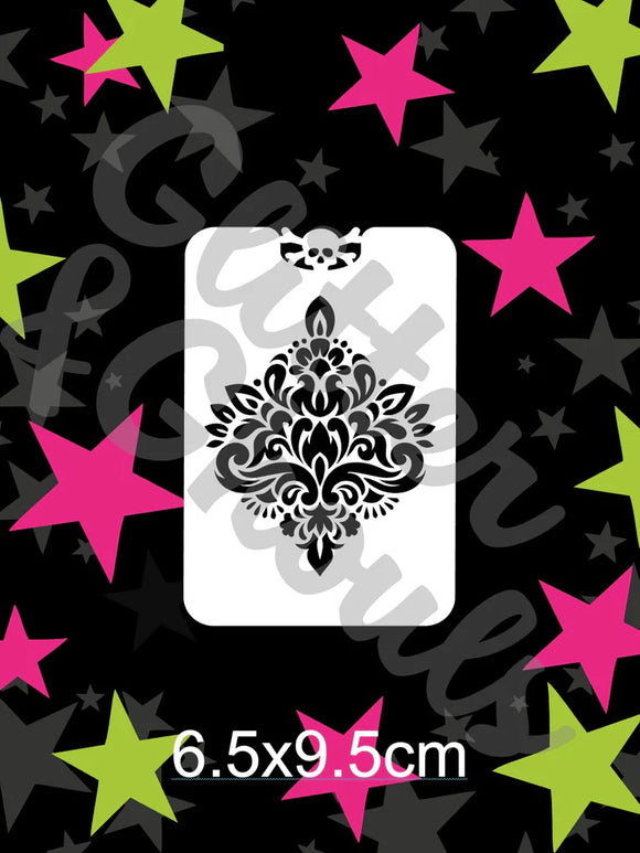 Glitter and Ghouls Face Painting Stencil-  Damask Petite
