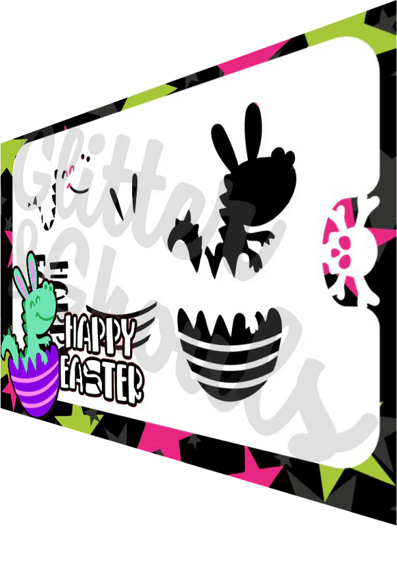 Glitter and Ghouls Face Painting Stencil- Easter Dino