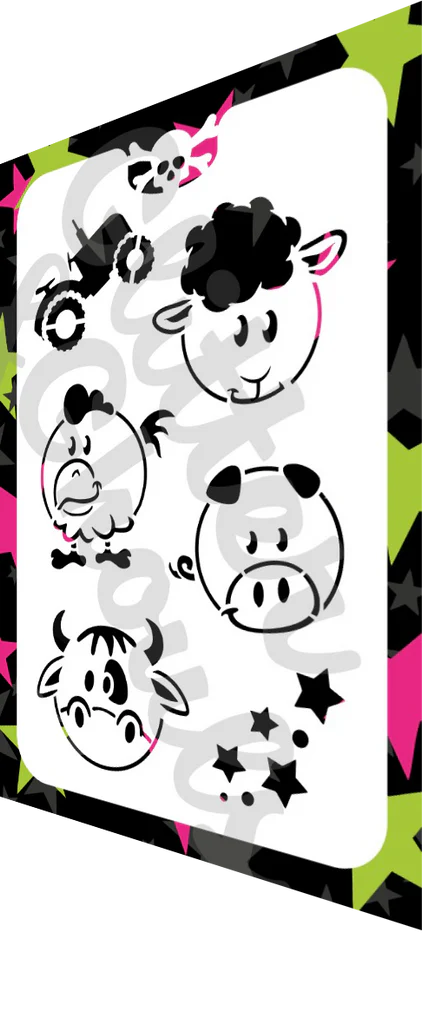 Glitter and Ghouls Face Painting Stencil- Farm Fun
