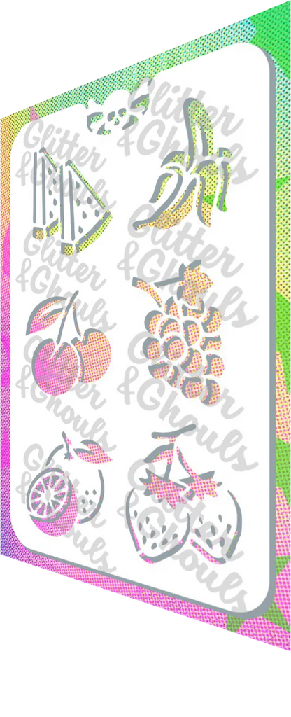 Glitter and Ghouls Face Painting Stencil- 890- Fruits