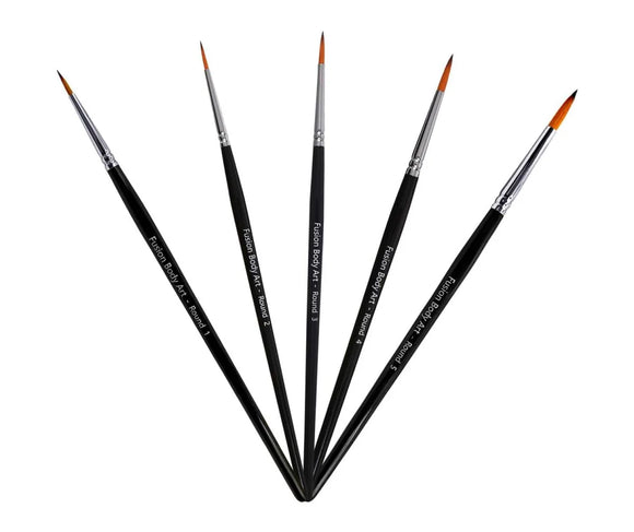 Fusion Body Art | Professional Face Paint Brush- Round -Set of 5