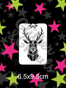 Glitter and Ghouls face painting stencil- Geo Deer