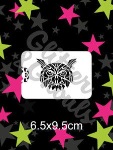 Glitter and Ghouls face painting stencil- Geo Owl