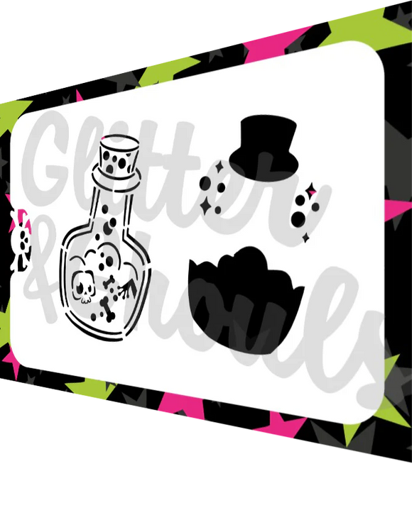 Glitter and Ghouls Face Painting Stencil-  Magic Potion