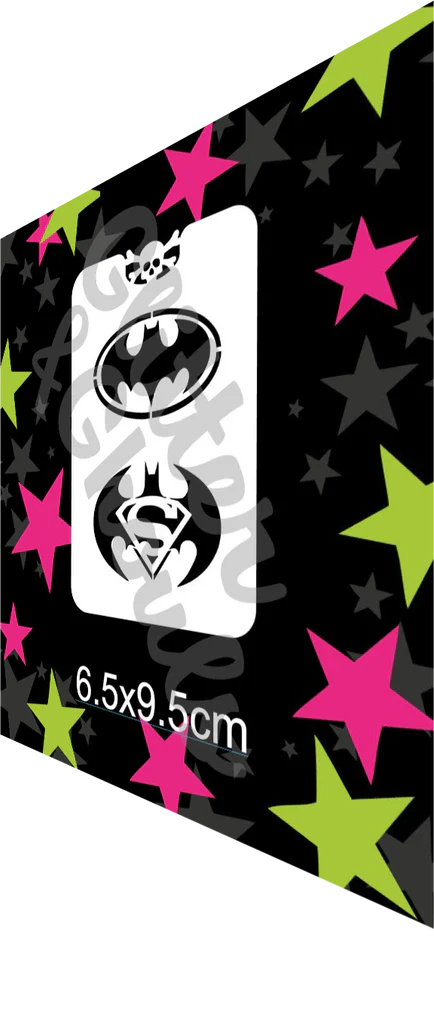 Glitter and Ghouls face painting stencil- Super Bat Guy