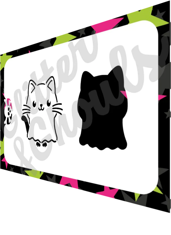 Glitter and Ghouls Face Painting Stencil- Ghost Kitty