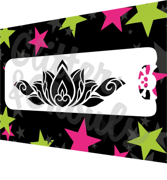 Glitter and Ghouls Face Painting Stencil-  607 Lotus Love Flourish Crown