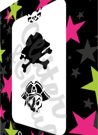 Glitter and Ghouls Face Painting Stencil- Pirate Skull 2 parts