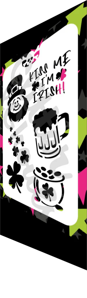 Glitter and Ghouls Face Painting Stencil- Kiss of the Irish- St Patricks Day