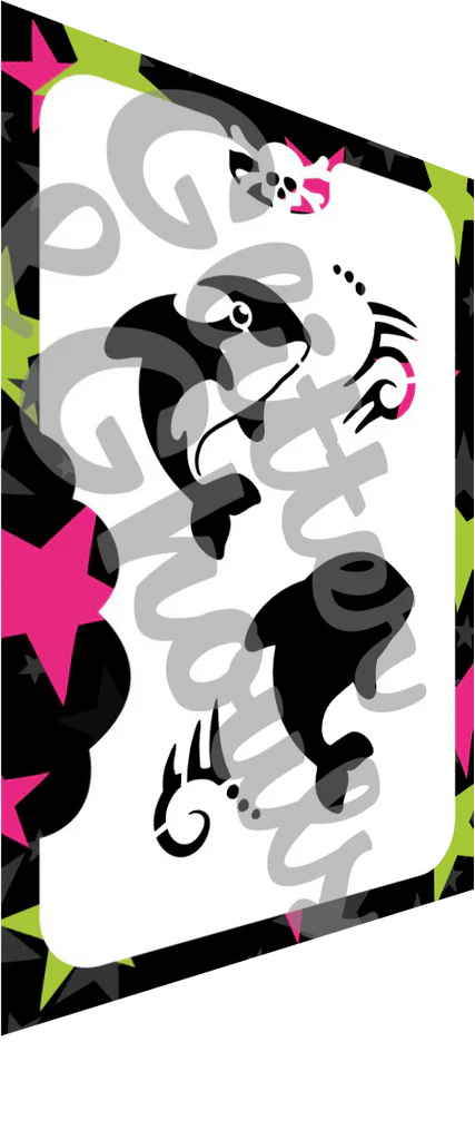 Glitter and Ghouls Face Painting Stencil- Killer Whake Chibi