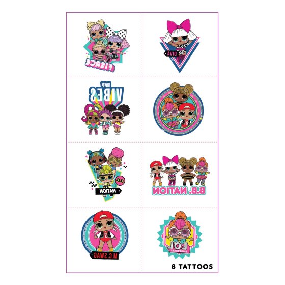 LOL Dolls temporary Tattoo Pack- Apply with water