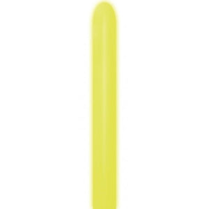 DTX (Sempertex) 260 Modelling Balloon Neon Yellow pack of 50 - Bright under normal light, glows under blacklight