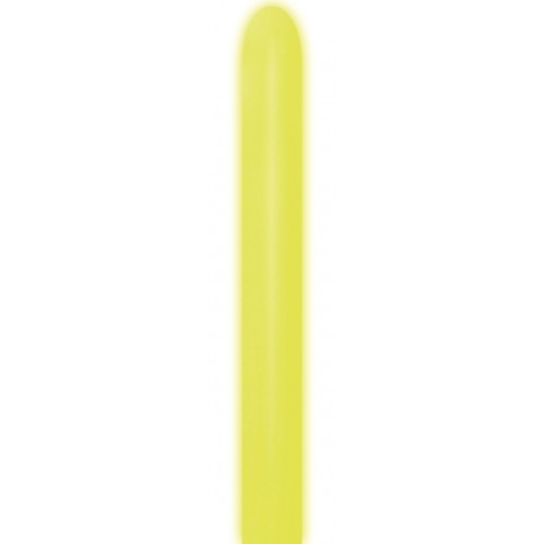 DTX (Sempertex) 260 Modelling Balloon Neon Yellow pack of 50 - Bright under normal light, glows under blacklight