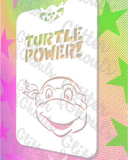 Glitter and Ghouls face painting stencil-883- Power Turtles Petite