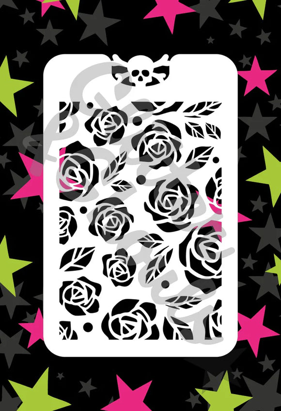 Glitter and Ghouls Face Painting Stencil-  Rose Background