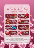 Valentines Day Balloon Twisting Menu - double side printed and laminated