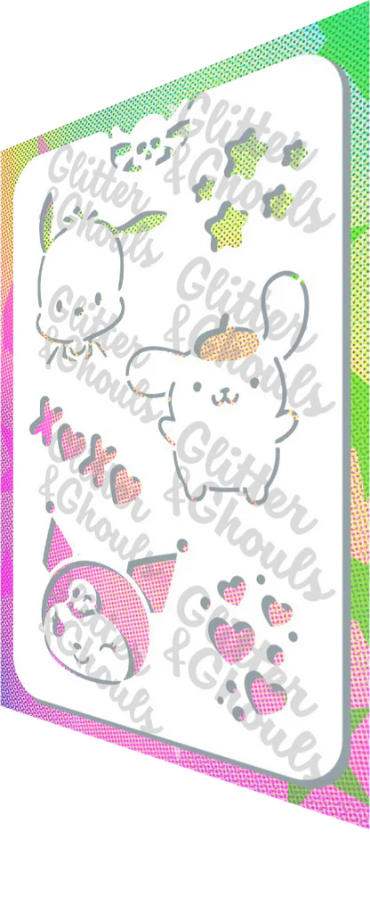 Glitter and Ghouls face painting stencil-886- San Rio Friends #1