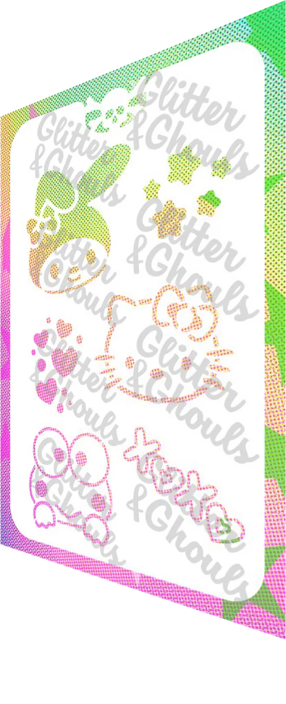 Glitter and Ghouls face painting stencil-887- San Rio Friends #2