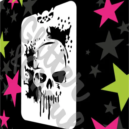 Glitter and Ghouls Face Painting Stencil- Sleevoo Melting Skull