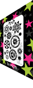 Glitter and Ghouls Face Painting Stencil-Steampunk Cogs -328