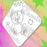 Glitter and Ghouls Face Painting Stencil-  935 Teddy Bear Mini
