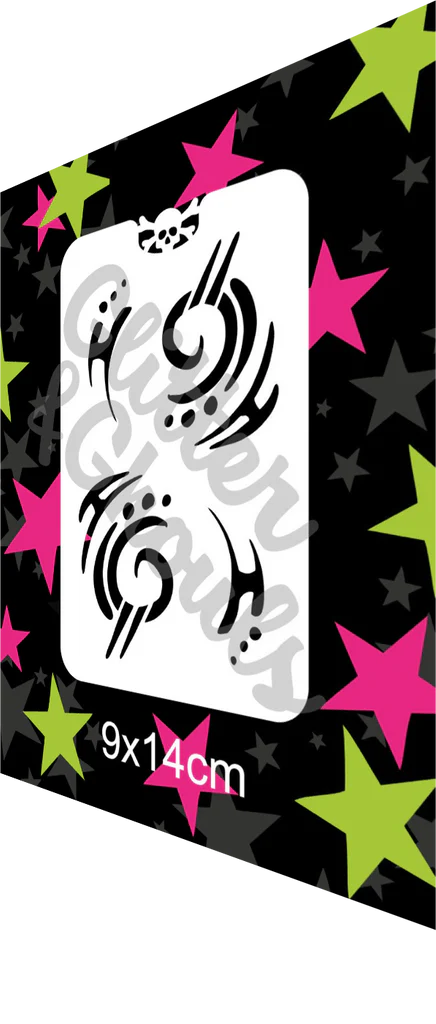 Glitter and Ghouls Face Painting Stencil 283f- Tribal