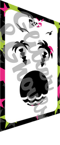 Glitter and Ghouls Face Painting Stencil-  Tropical Background