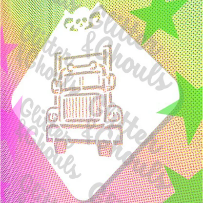Glitter and Ghouls Face Painting Stencil-881 - Truck (Front view)