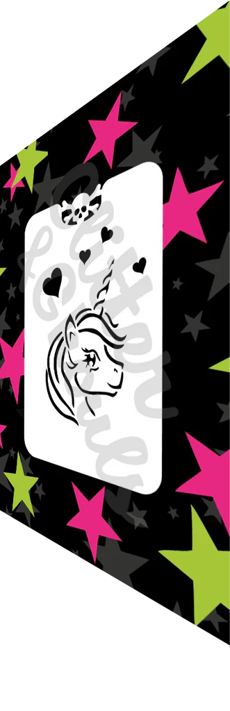 Glitter and Ghouls Face Painting Stencil-  Unicorn Outline