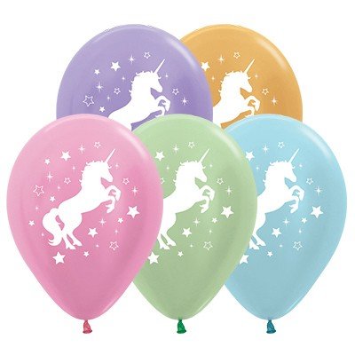 Sempertex 30cm Unicorn sparkles and stars (pearl and metallic) assorted pack of 25 Biodegradable. Perfect for wands!