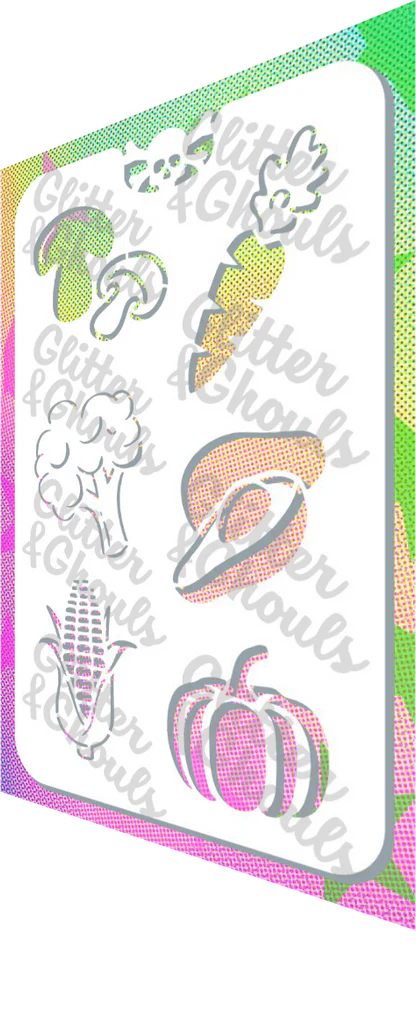 Glitter and Ghouls Face Painting Stencil- 889 Vegetables