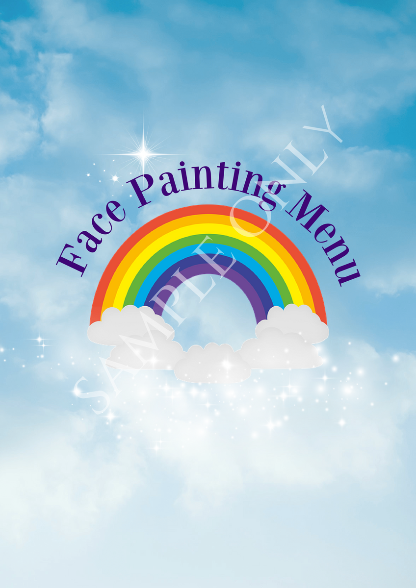 Face Paint Menu. Example Face Painters Menu - FAST DESIGNS for busy events- double side printed ...