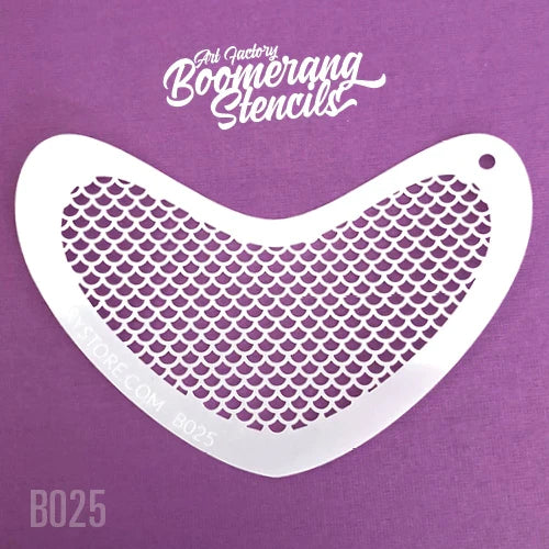 Boomerang Face Paint Stencil by Art Factory | Small mermaid or fish Scale - B025