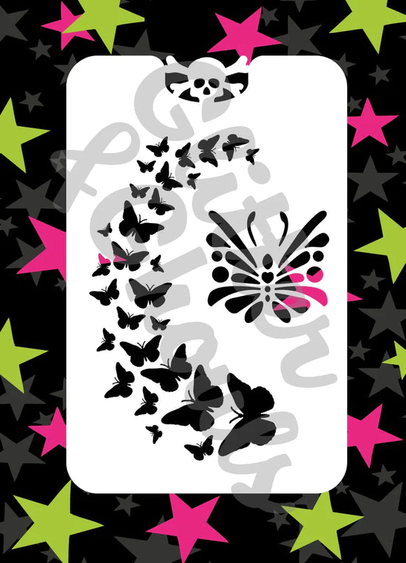 Glitter and Ghouls Face Painting Stencil- Butterfly Spray