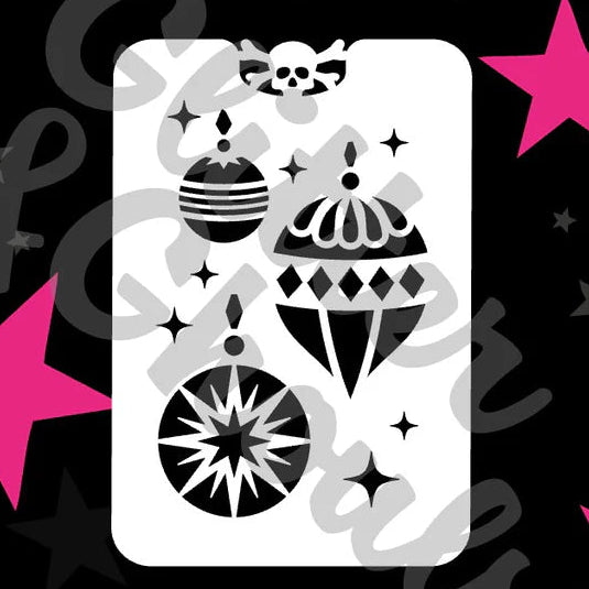 Glitter and Ghouls Face Painting Stencil- Pretty Christmas Baubles