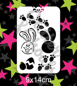 Glitter and Ghouls Face Painting Stencil- Easter bunny and footprints